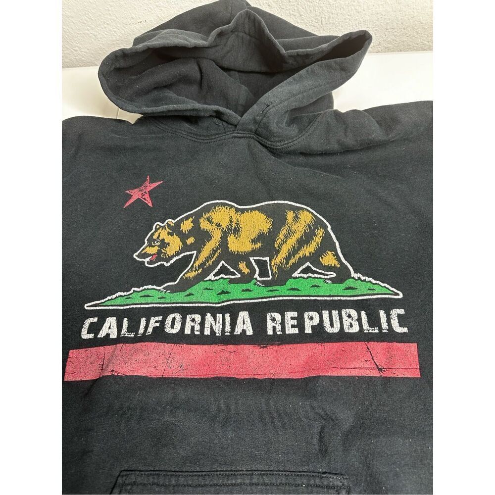 Gildan California Republic Bear Hoodie Pullover Sweatshirt Black Sz M See Notes - Picture 3 of 12
